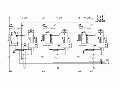 Электрическая схема стабилизаторов типа Y: независимая стабилизация по каждой фазе с автотрансформатором
