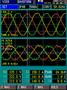 THD I = 8.3%, 9.7%, 8.6% (фаза А, В, С)